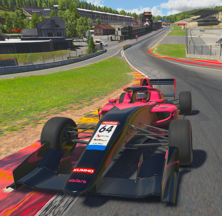 A Super Formula Lights car racing up Eau Rouge at Spa Francorchamps